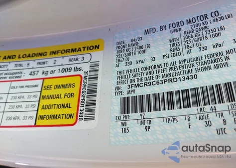 2023 Ford Bronco Sport Outer Banks from USA, damaged, VIN 3FMCR9C63PRD13430